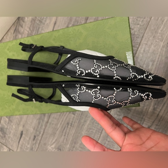 Gucci Crystal Women’s GG Slingback Ballet Flats - Picture 5 of 7